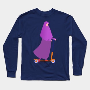 Muslim woman on scooter Long Sleeve T-Shirt